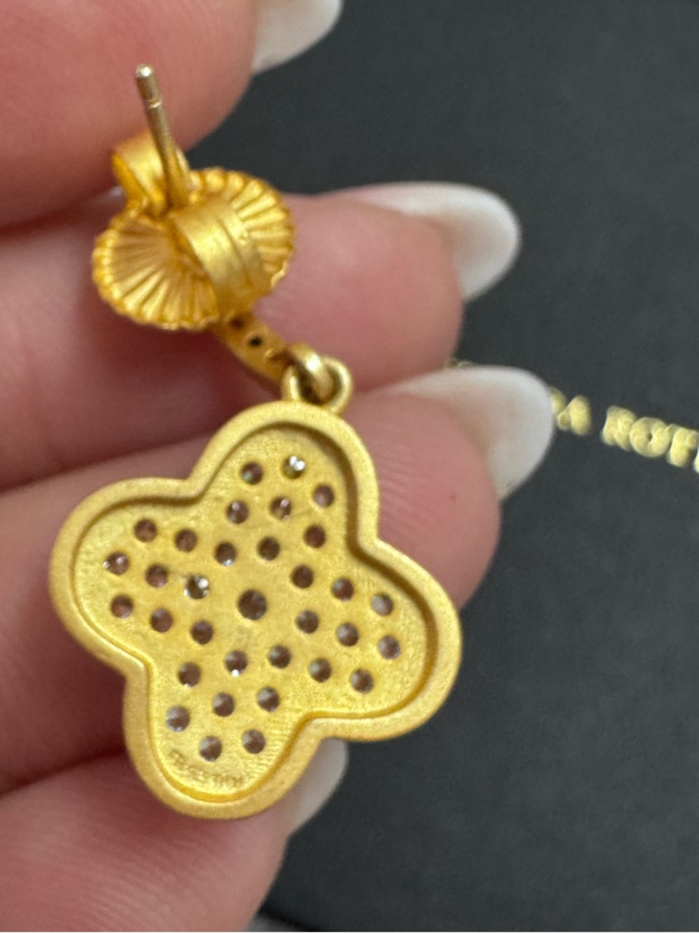 Frieda Rothman Brooklyn Mosaic Clover Pave Drop Earrings NWOT - Picture 3 of 6